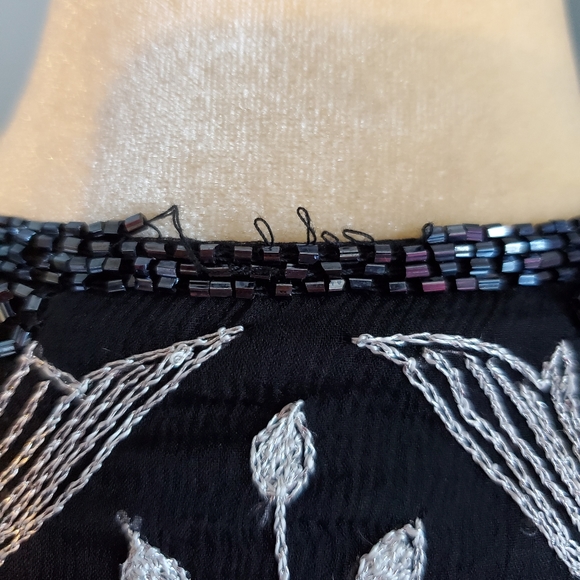 Papell Boutique evening sequence floral 100% silk blazer/jacket B2 - Picture 13 of 13